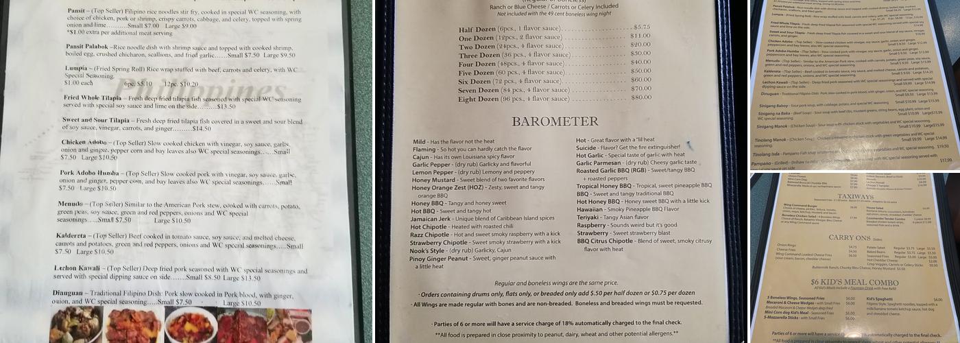 WINGCOMMAND RESTAURANT Menu