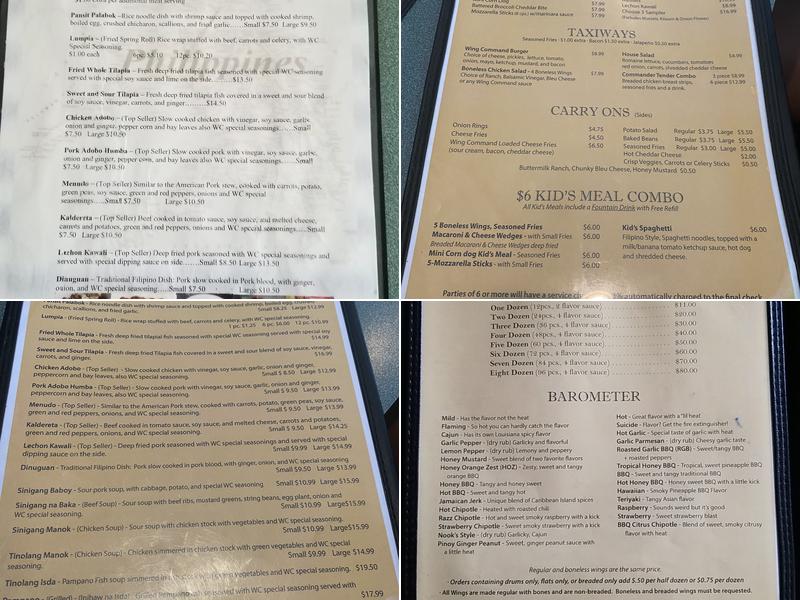 WINGCOMMAND RESTAURANT Menu