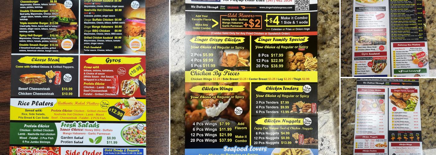 Zinger Halal Express Menu