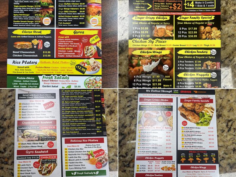 Zinger Halal Express Menu