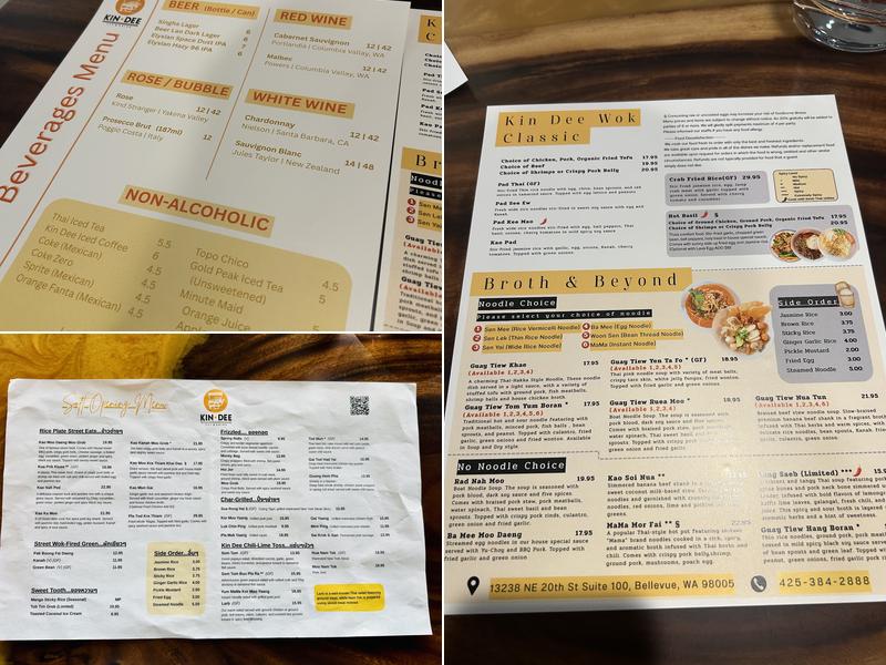 Kin Dee Bellevue Menu