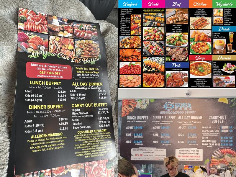 Sora Sushi & Seafood Buffet Menu
