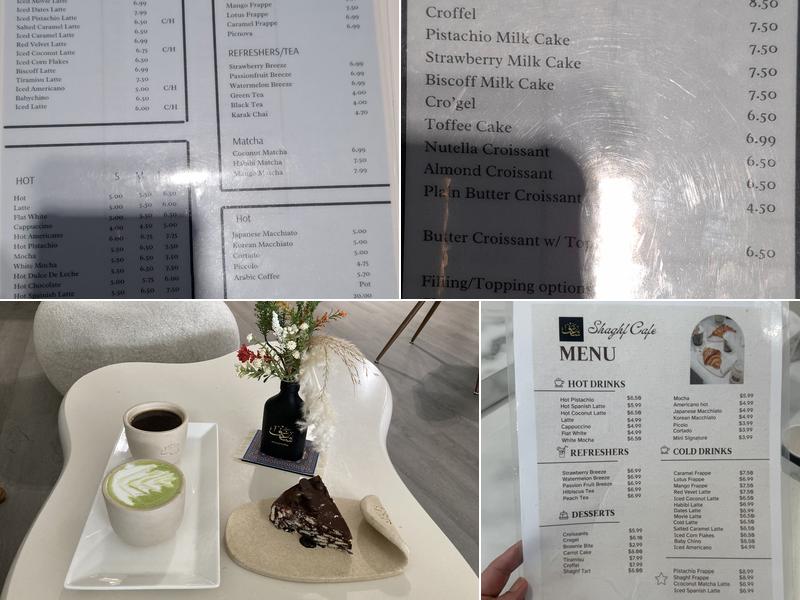 Shaghf Cafe Menu