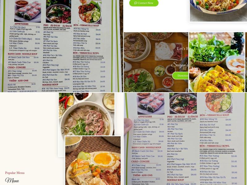 Saigon's Garden Menu