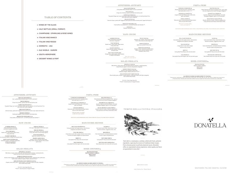 Donatella Restaurant Menu