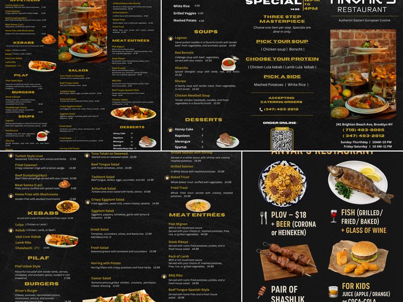 Anvar’s Restaurant Menu