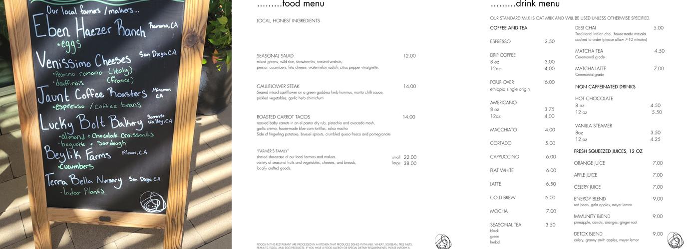 Dot Cafe Menu