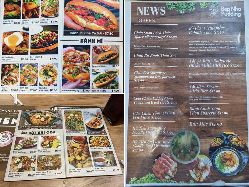 Bep Nha Pudding Menu