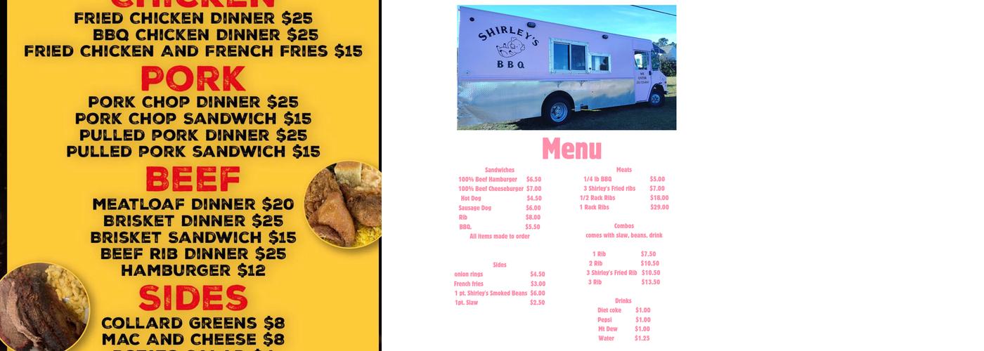 Shirley's BBQ Menu