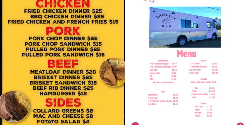Shirley's BBQ Menu