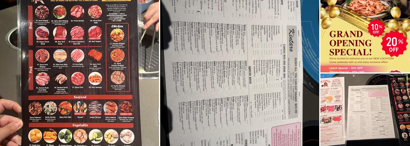 Kintaro Menu