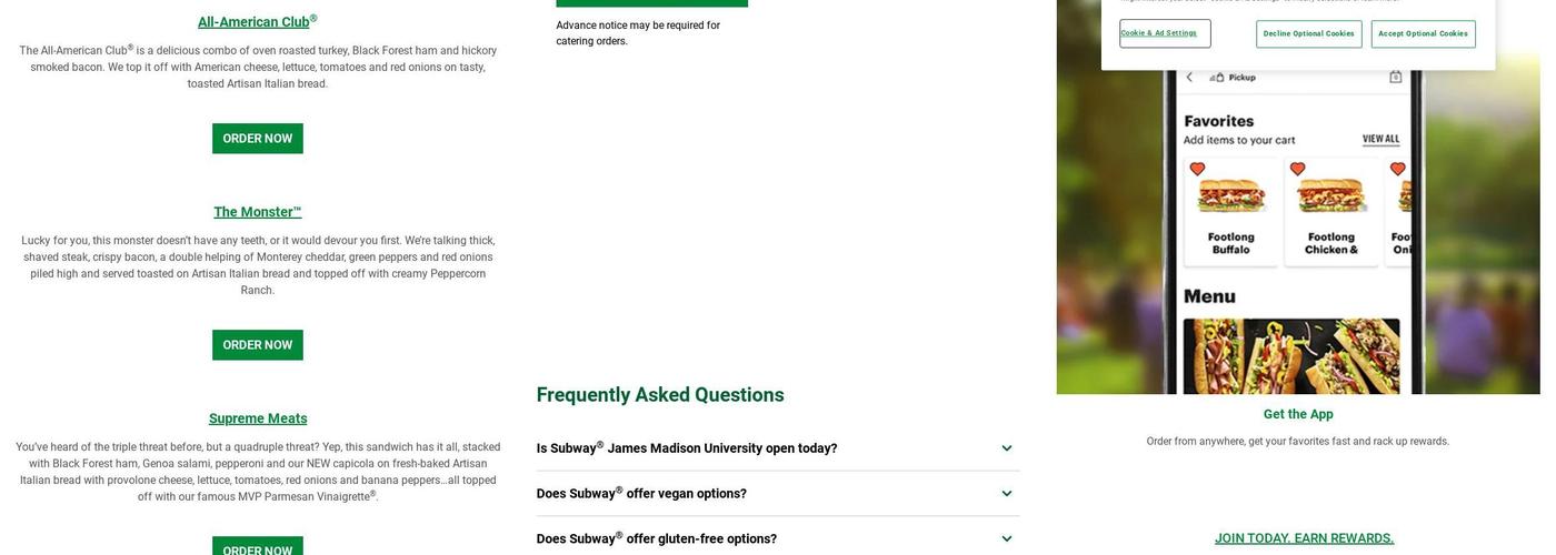 Subway Menu