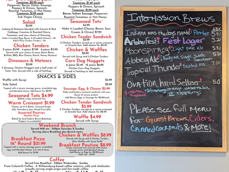 Intermission Beer Company - Arcade & Brewpub Menu