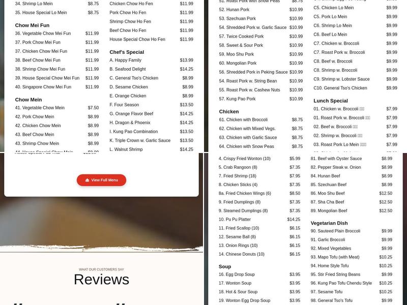 Great Wall Menu