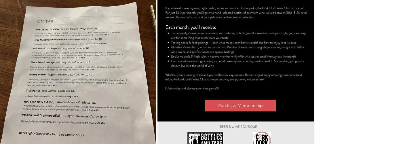 Bottles and Taps Menu