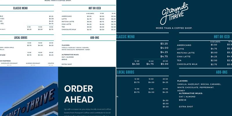 Grounds to Thrive Menu