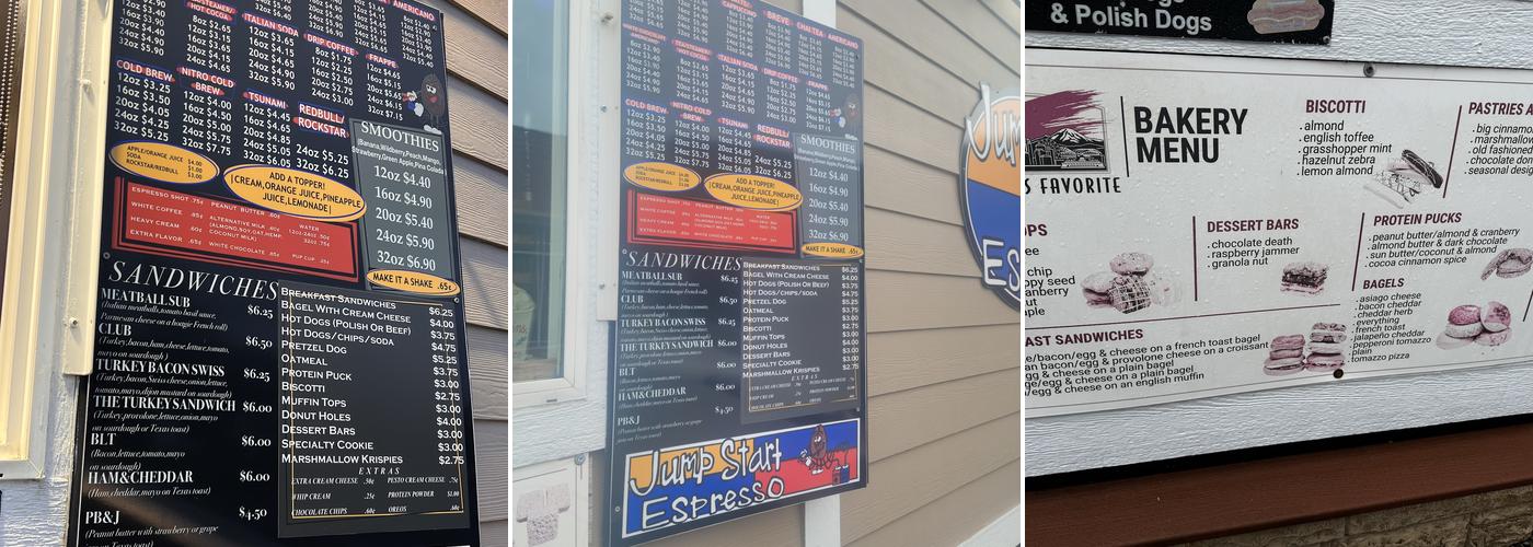 Jump Start Espresso Menu