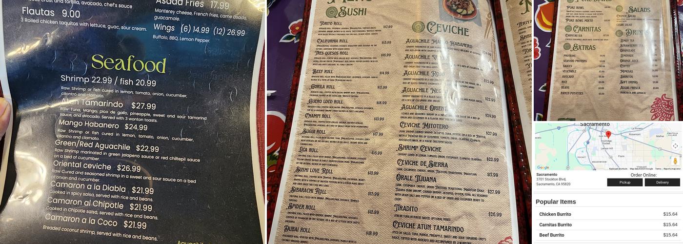 Orale Cantina Menu