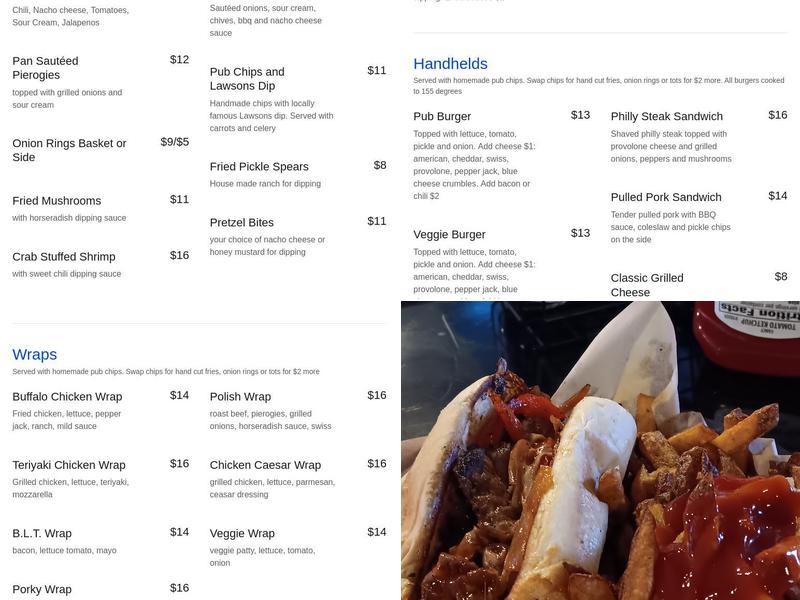 Blind Squirrel Pub Menu