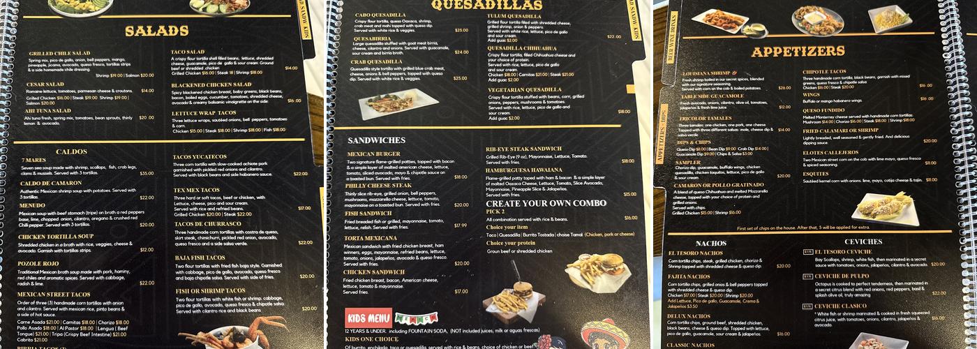 El Tesoro Cocina Mexicana Menu