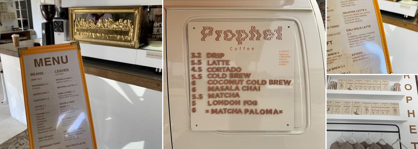 Prophet Coffee Menu