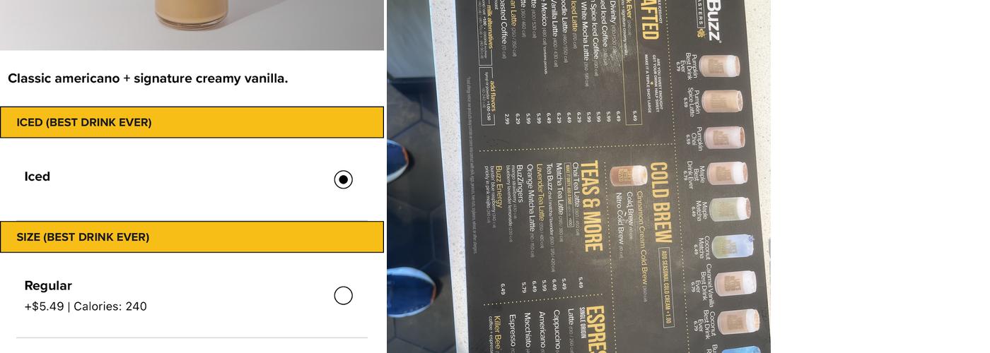 Better Buzz Coffee – Scottsdale Menu