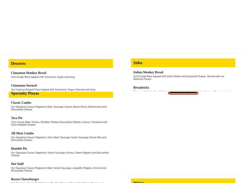 Godfather's Pizza Express Menu