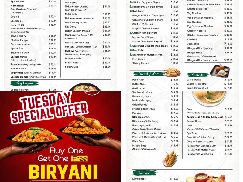 Spice Grove Indian cuisine Menu