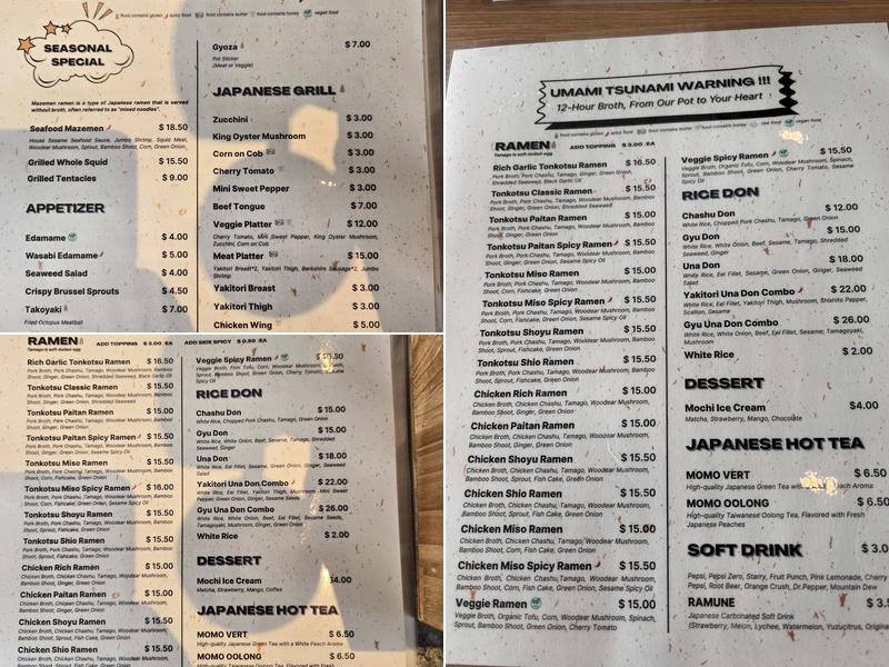 Yasakani Ramen & Grill Menu