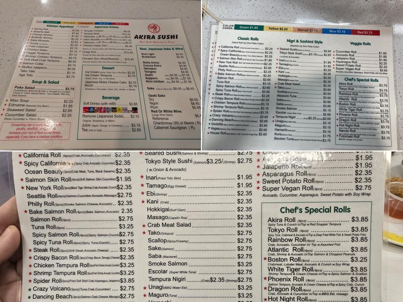 Akira Sushi Menu