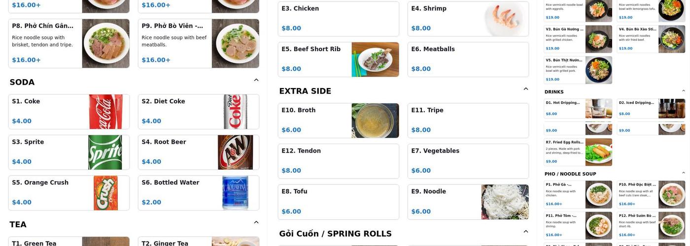 PHO 4U RESTAURANT Menu