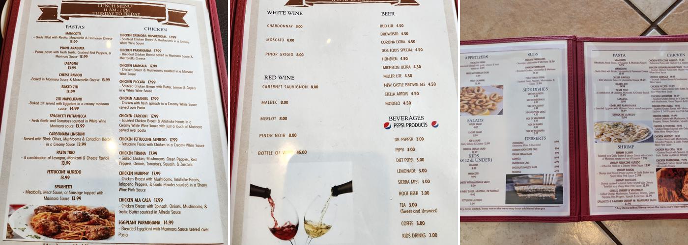 Giuseppe’s Italian Grill & Pizzeria Menu
