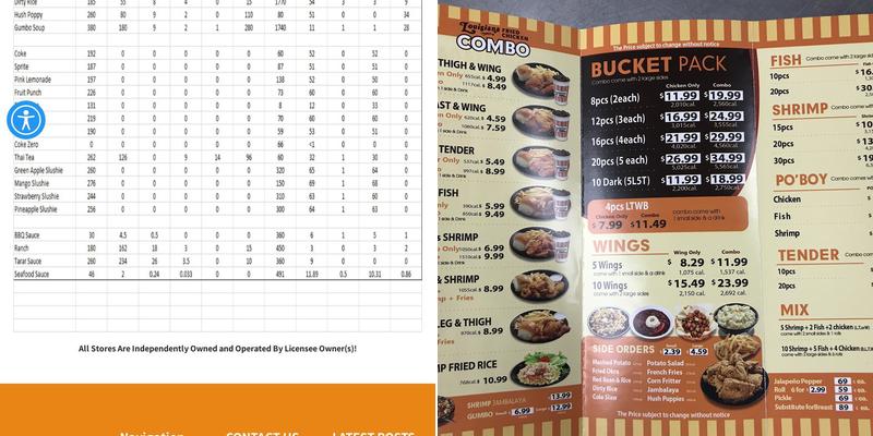 Louisiana Famous Fried Chicken Menu