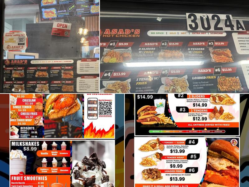 Asad's Hot Chicken Menu
