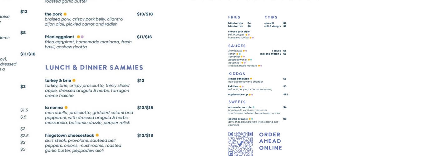 Little Cloud Menu
