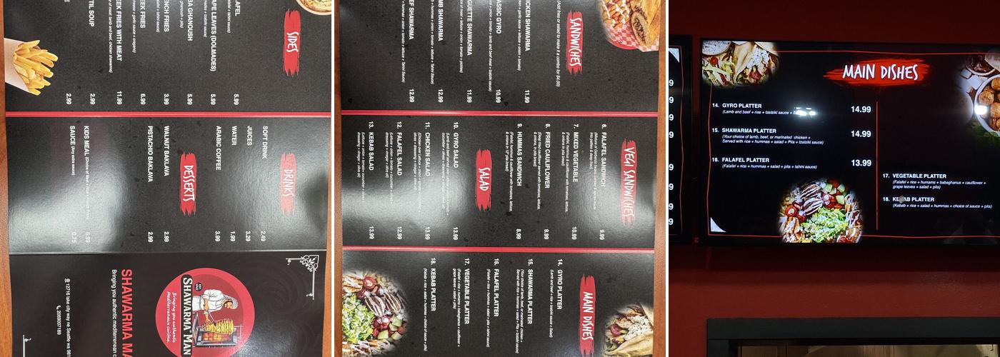 Shawarma Man Medittranean Grill Menu