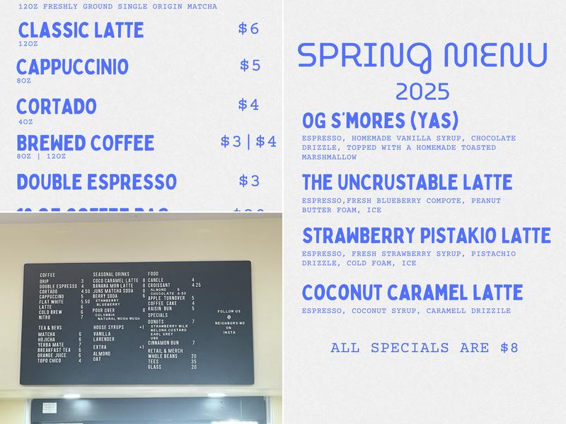 Neighbors Coffee Menu