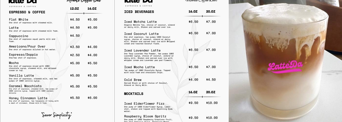 Latte'Da Menu