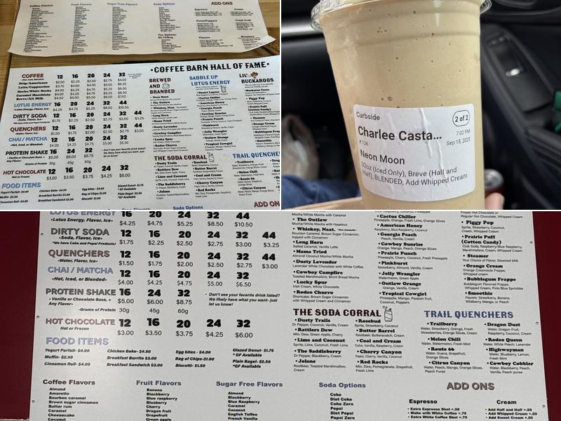Coffee Barn Menu
