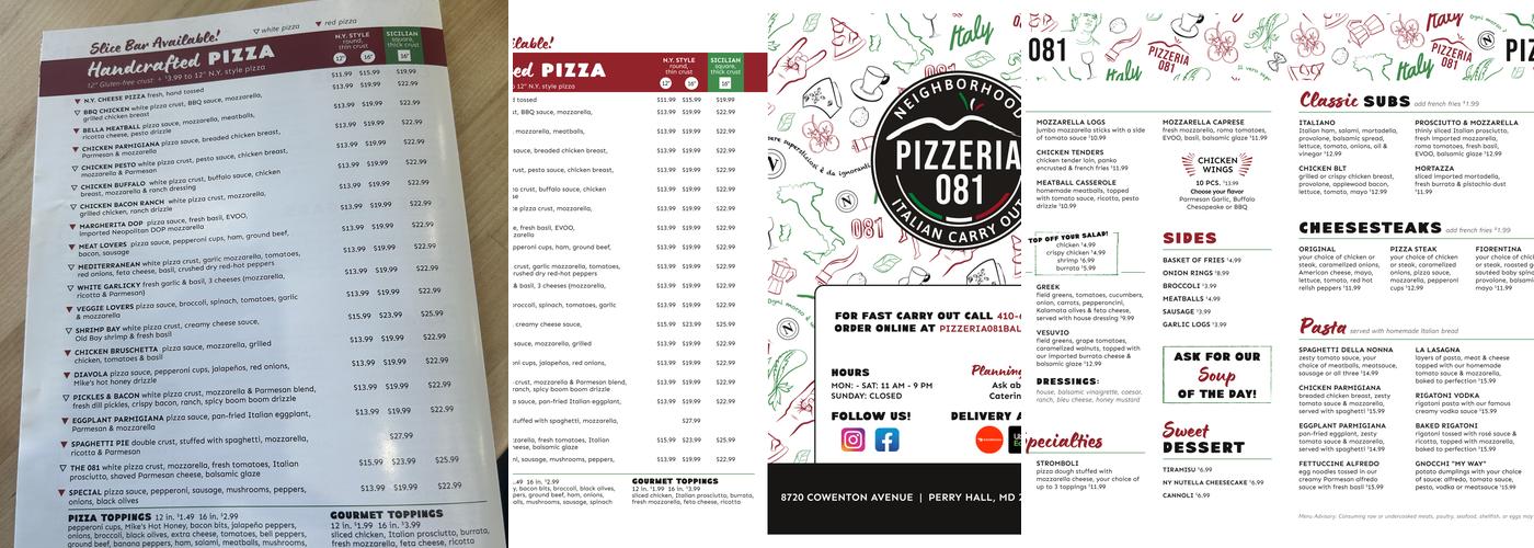Pizzeria 081 Menu