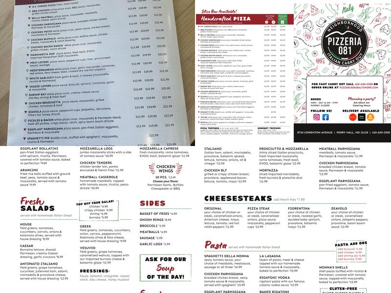 Pizzeria 081 Menu