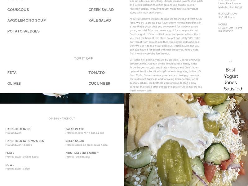 GR Kitchen Menu