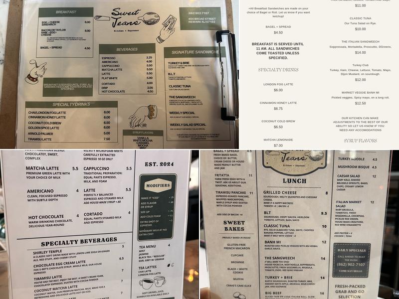 Sweet Jeans Kitchen + Espresso Bar Menu