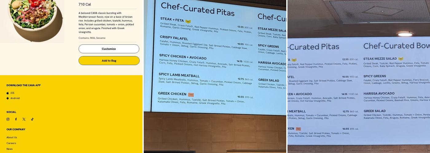 CAVA Menu