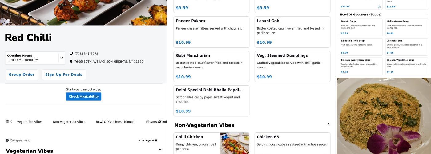 Red Chilli Menu