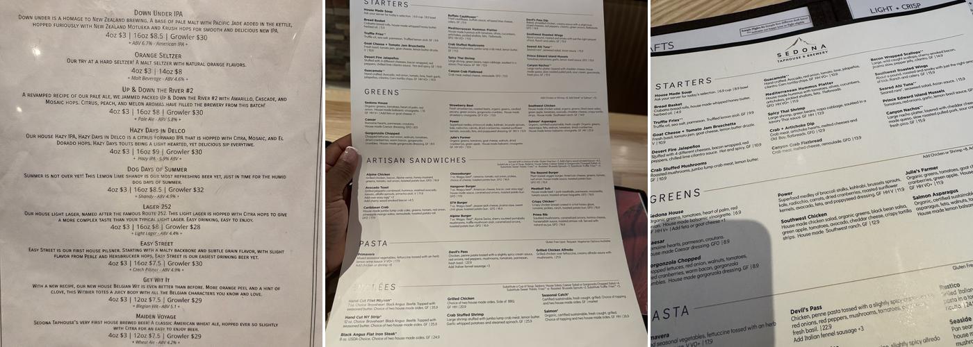 Sedona Taphouse and Brewery Menu