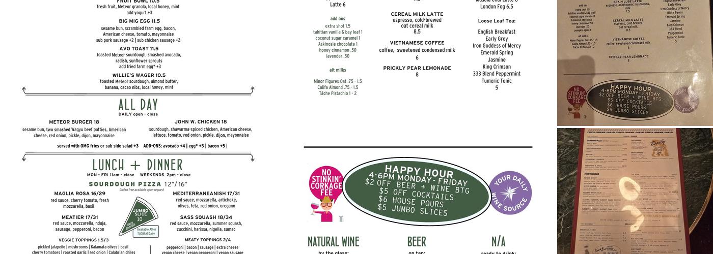 The Meteor Dallas Menu