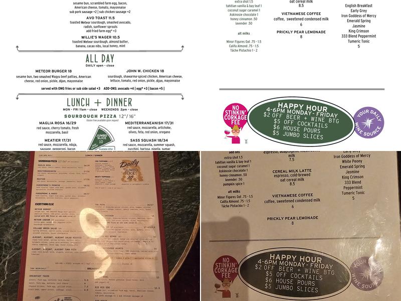 The Meteor Dallas Menu