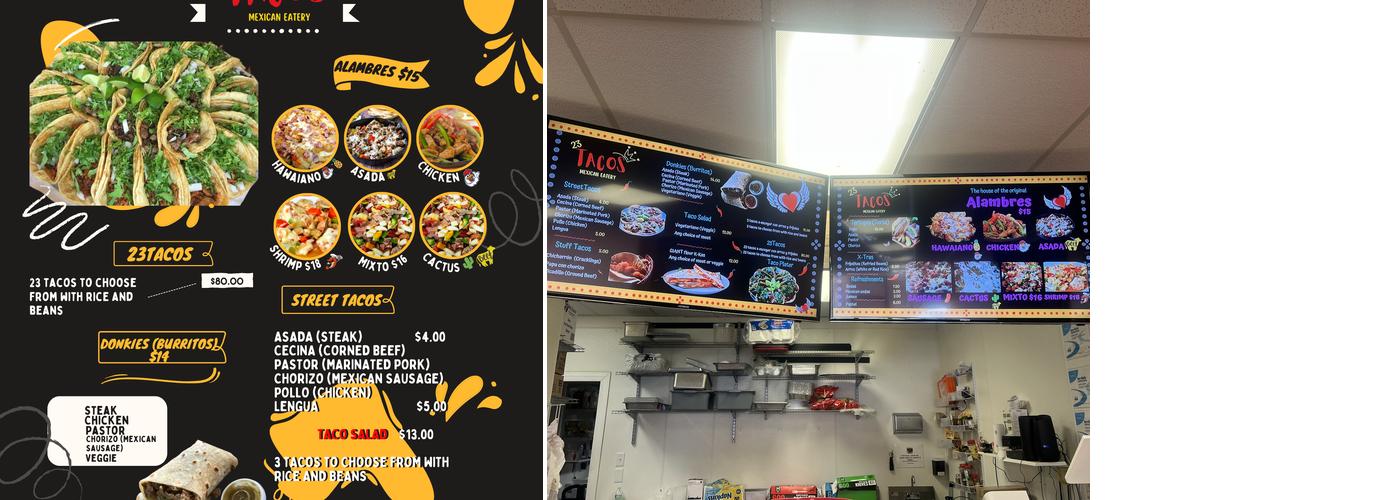 23 tacos mexican eatery Menu