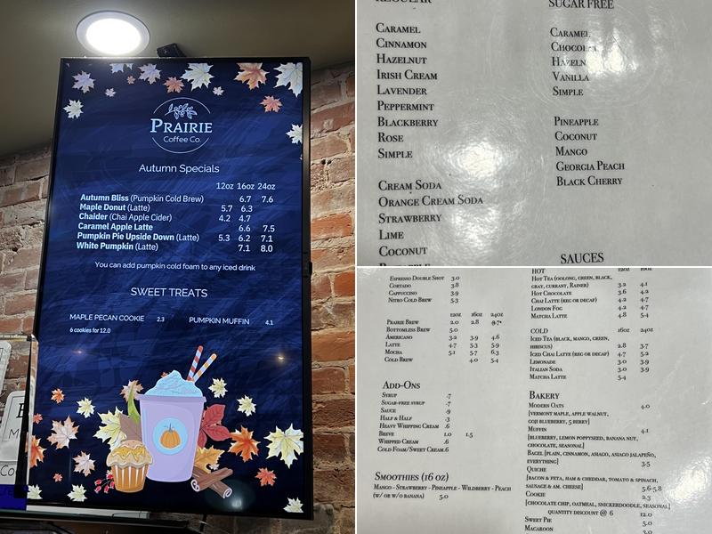 Prairie Coffee Co. Menu